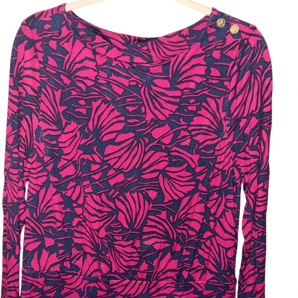 Tory Burch Etta‎ Dress in Navy and Pink sz XL NWT